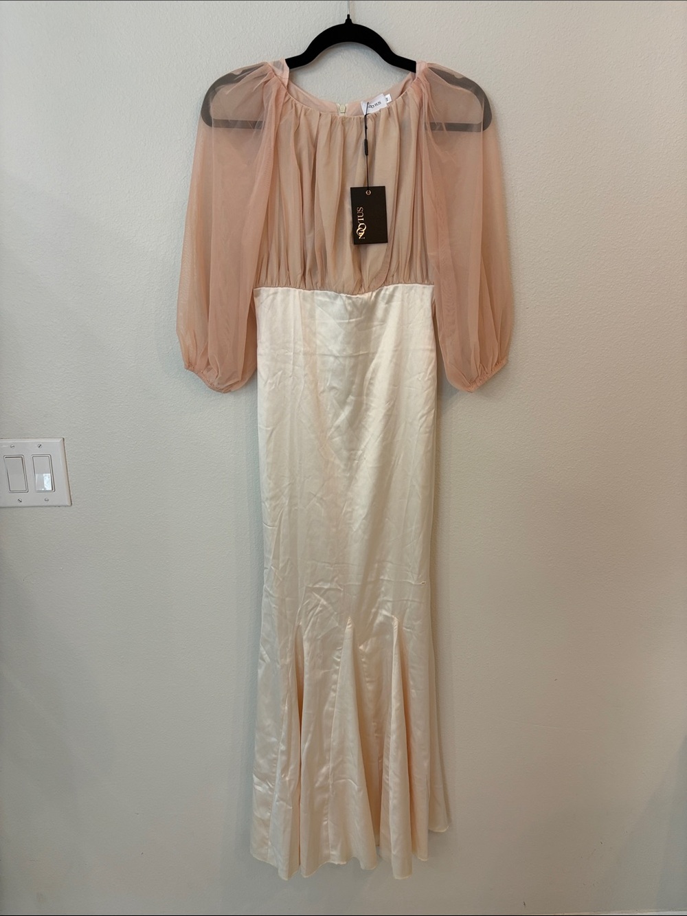 Gathered Sheer Sleeve Mermaid Evening Dress by Mooyius